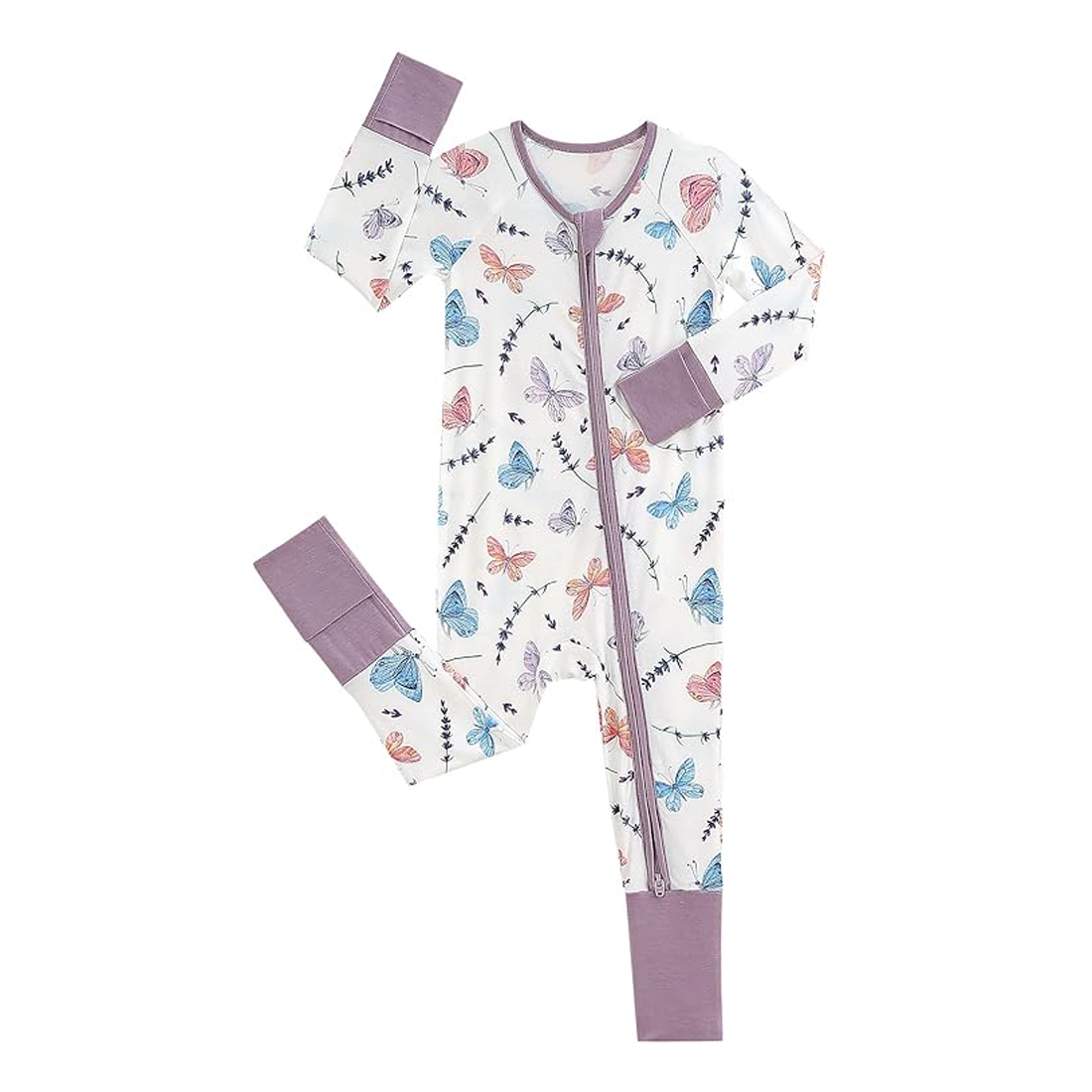 Zip Romper Pajamas Purple Butterfly