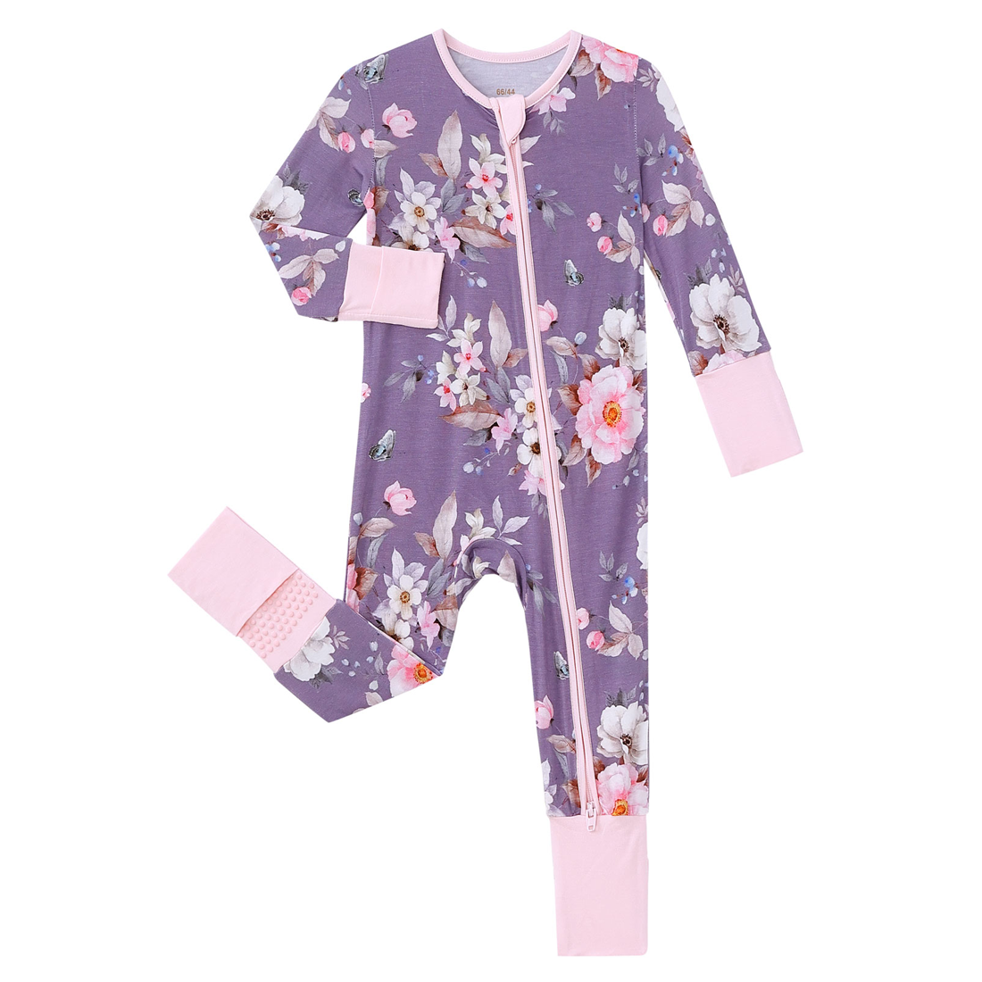 Zip Romper Pajamas Flower Purple