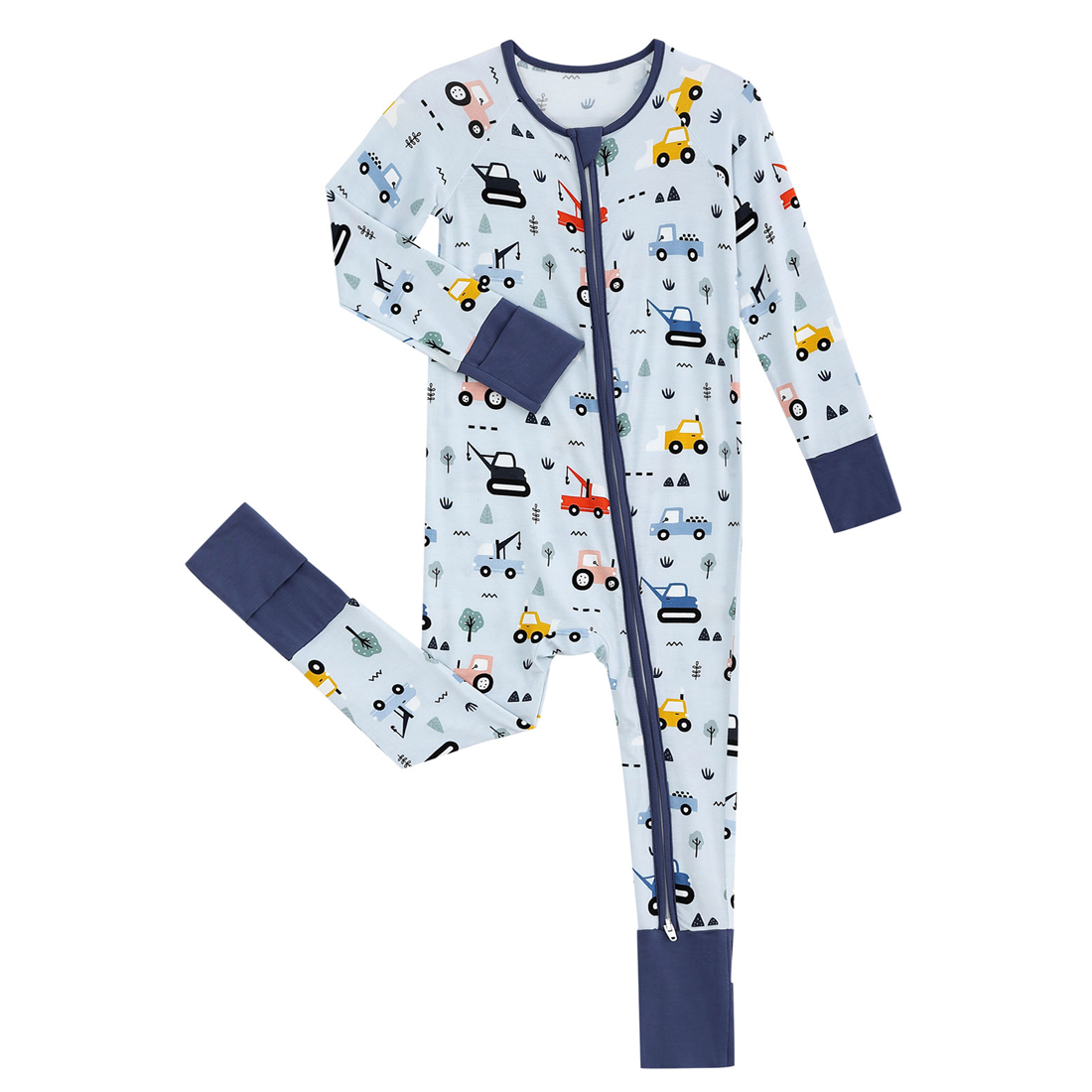 Zip Romper Pajamas Construction Vehicle