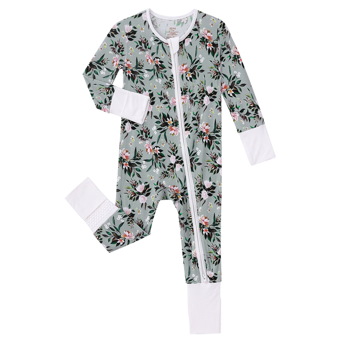 Zip Romper Pajamas Flower Green