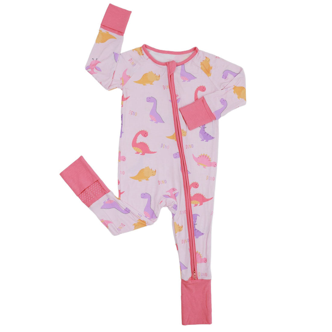 Zip Romper Pajamas Pink Dino