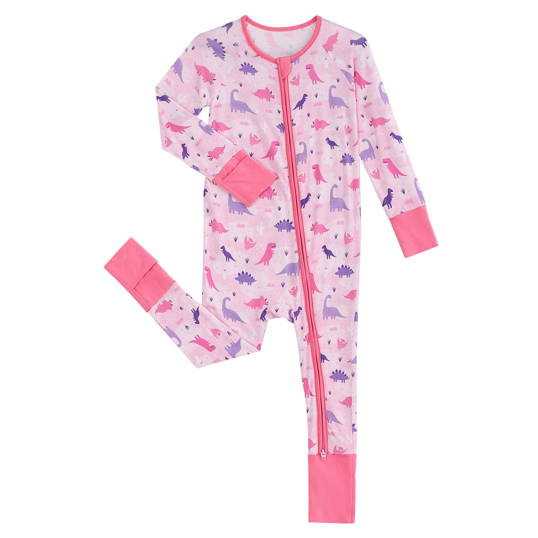 Zip Romper Pajamas Pink Dinosaur