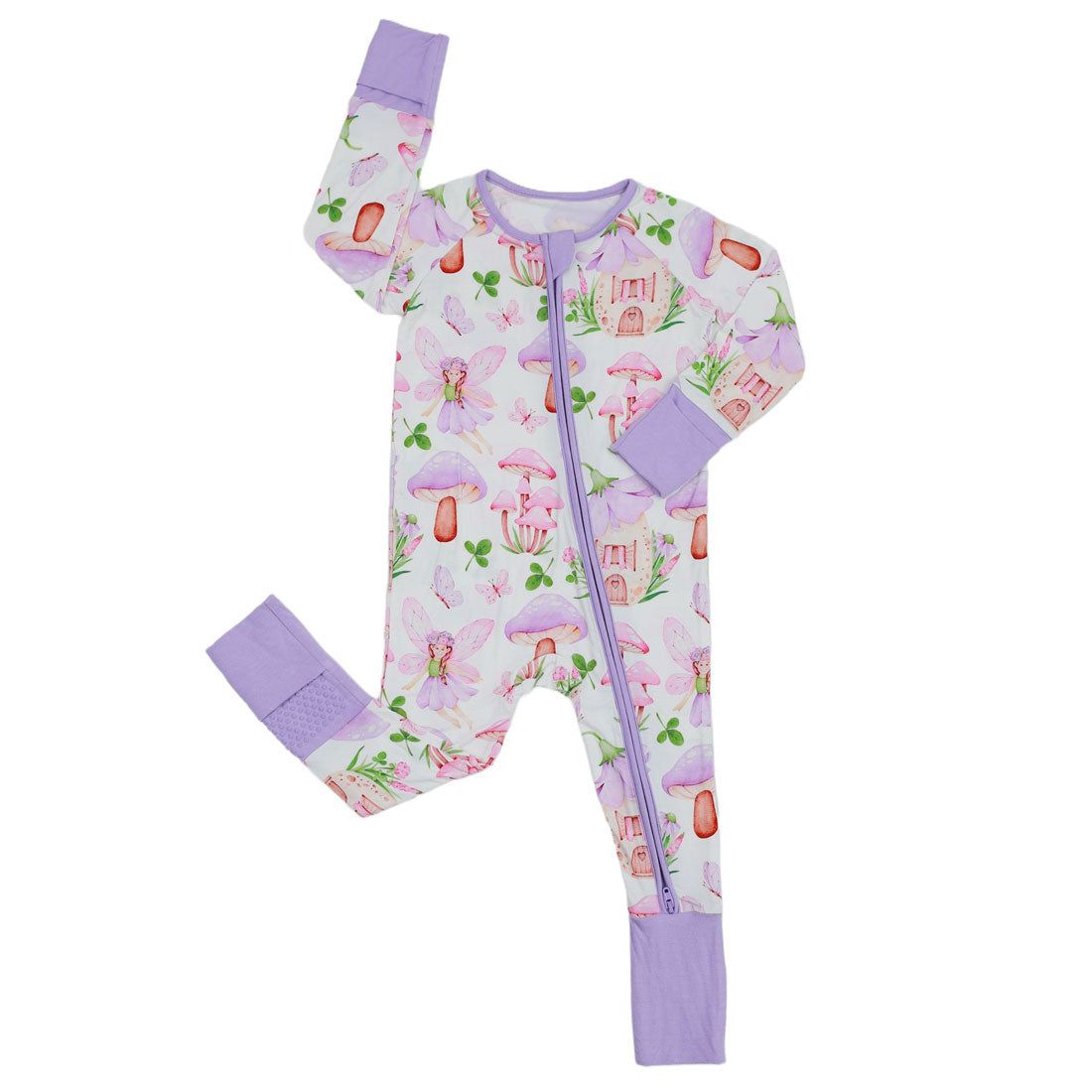 Zip Romper Pajamas Purple Mushroom