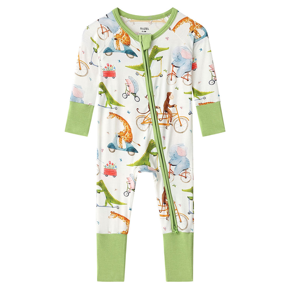 2-Pack Zip Rompers Alligator & Green