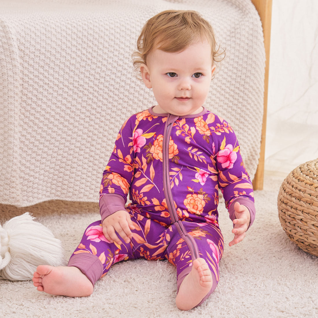 Zip Romper Pajamas Vintage Flower