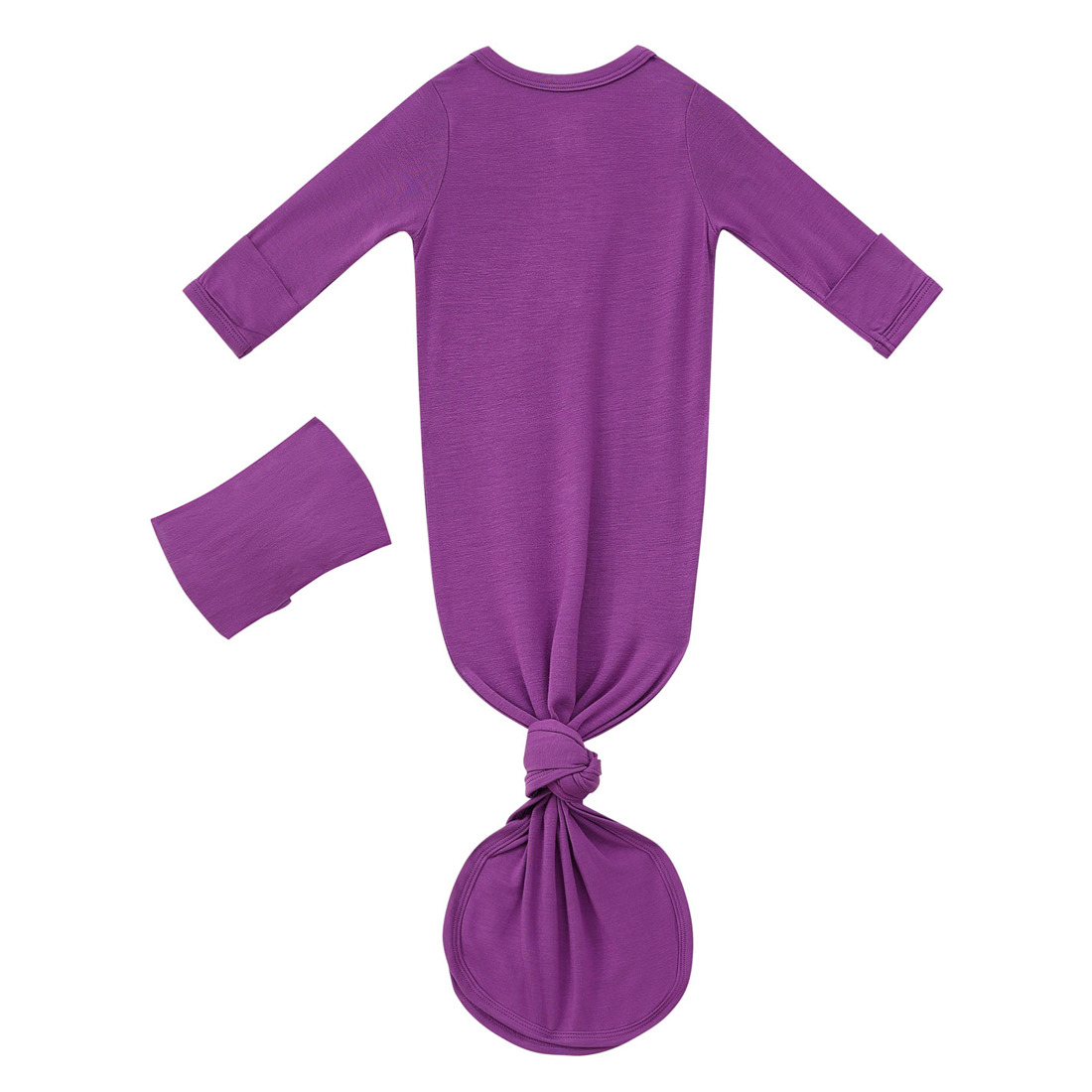 Bamboo Newborn Baby Knotted Gown and Headband Set Purple