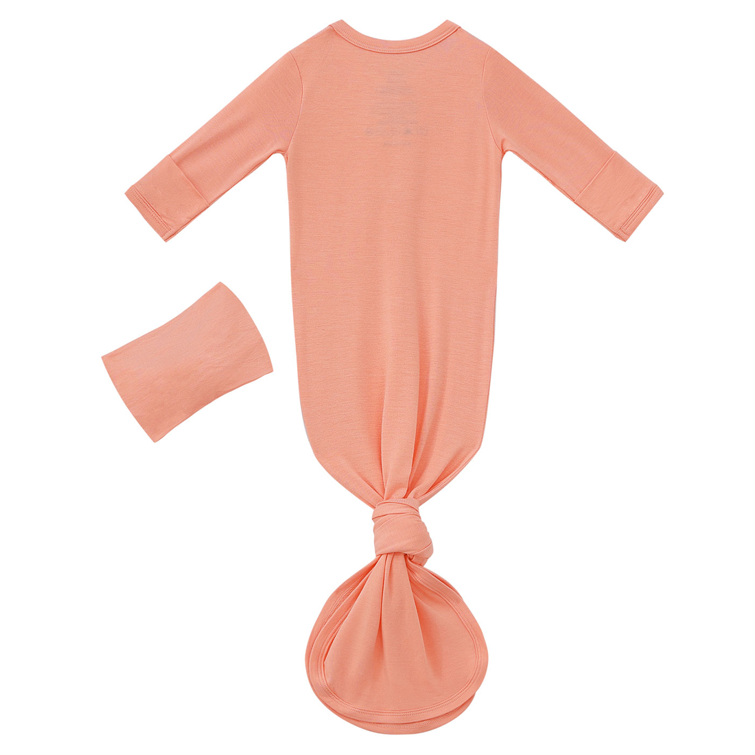 Bamboo Newborn Baby Knotted Gown and Headband Set Coral Pink