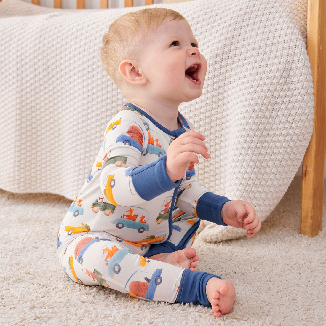 Zip Romper Pajamas Racing Cars