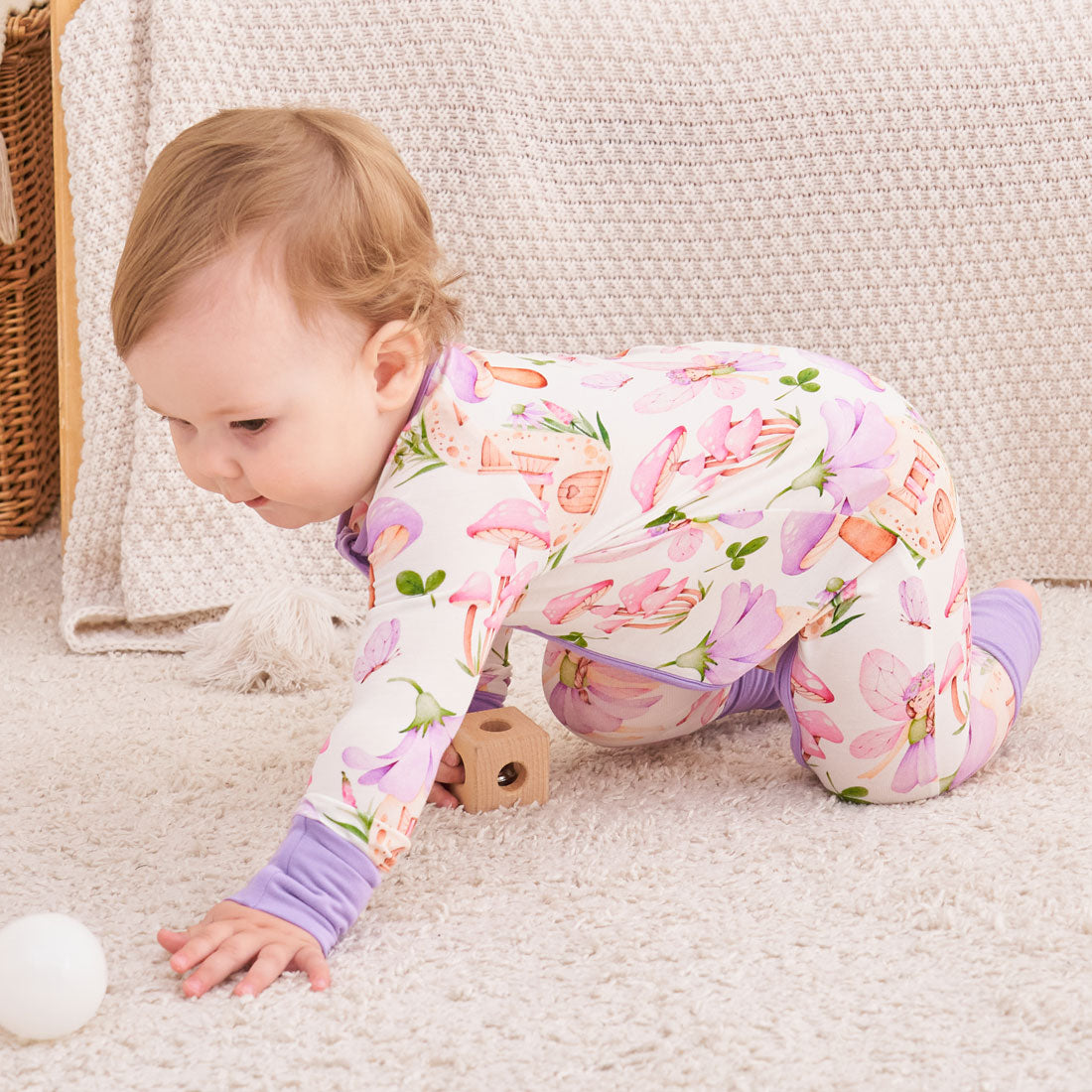 Zip Romper Pajamas Purple Mushroom