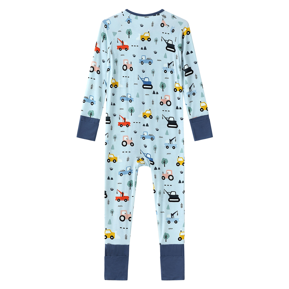 Zip Romper Pajamas Construction Vehicle