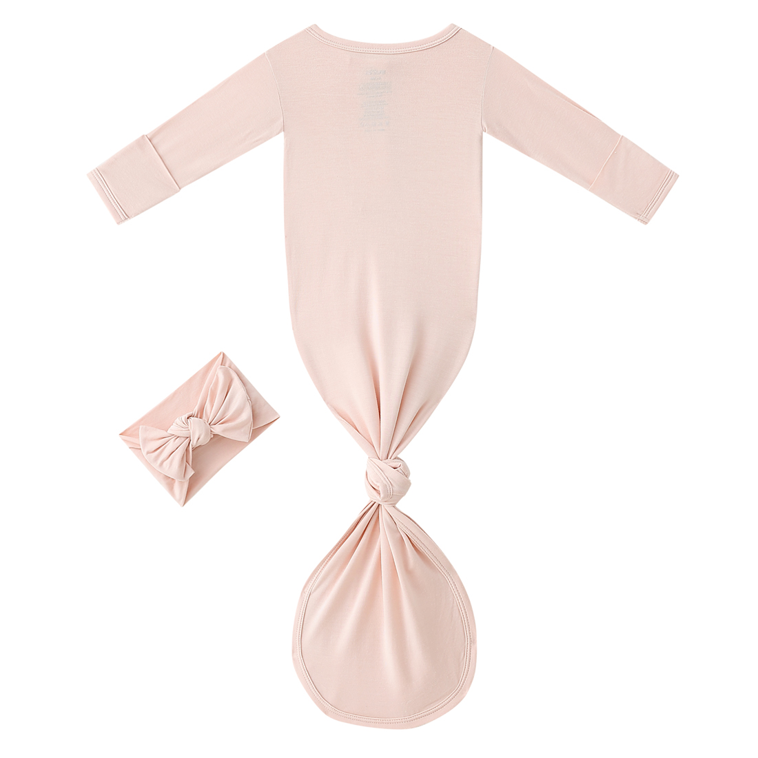 Bamboo Newborn Baby Knotted Gown and Headband Light Pink