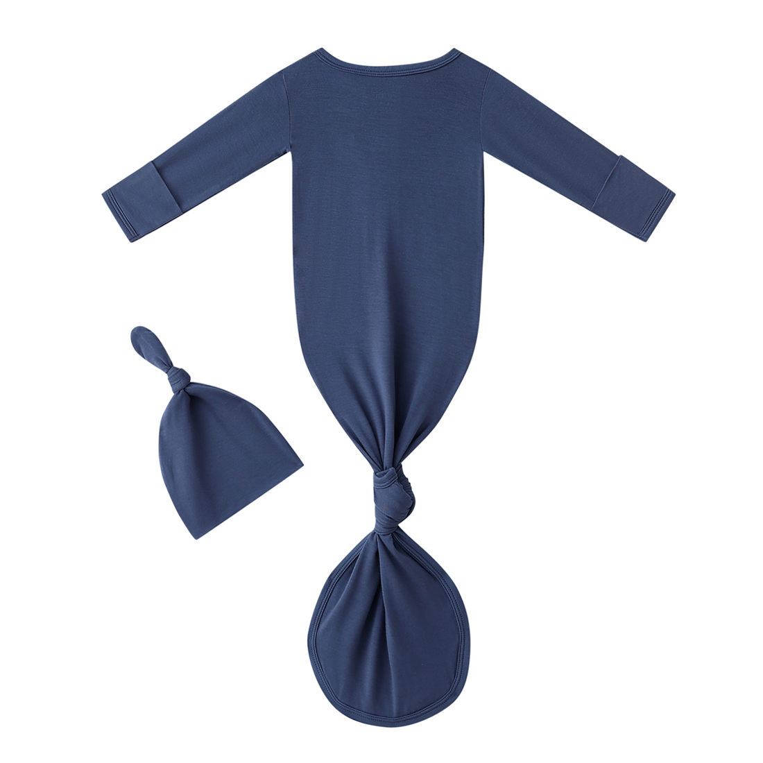 Bamboo Newborn Baby Knotted Gown and Hat Set Navy
