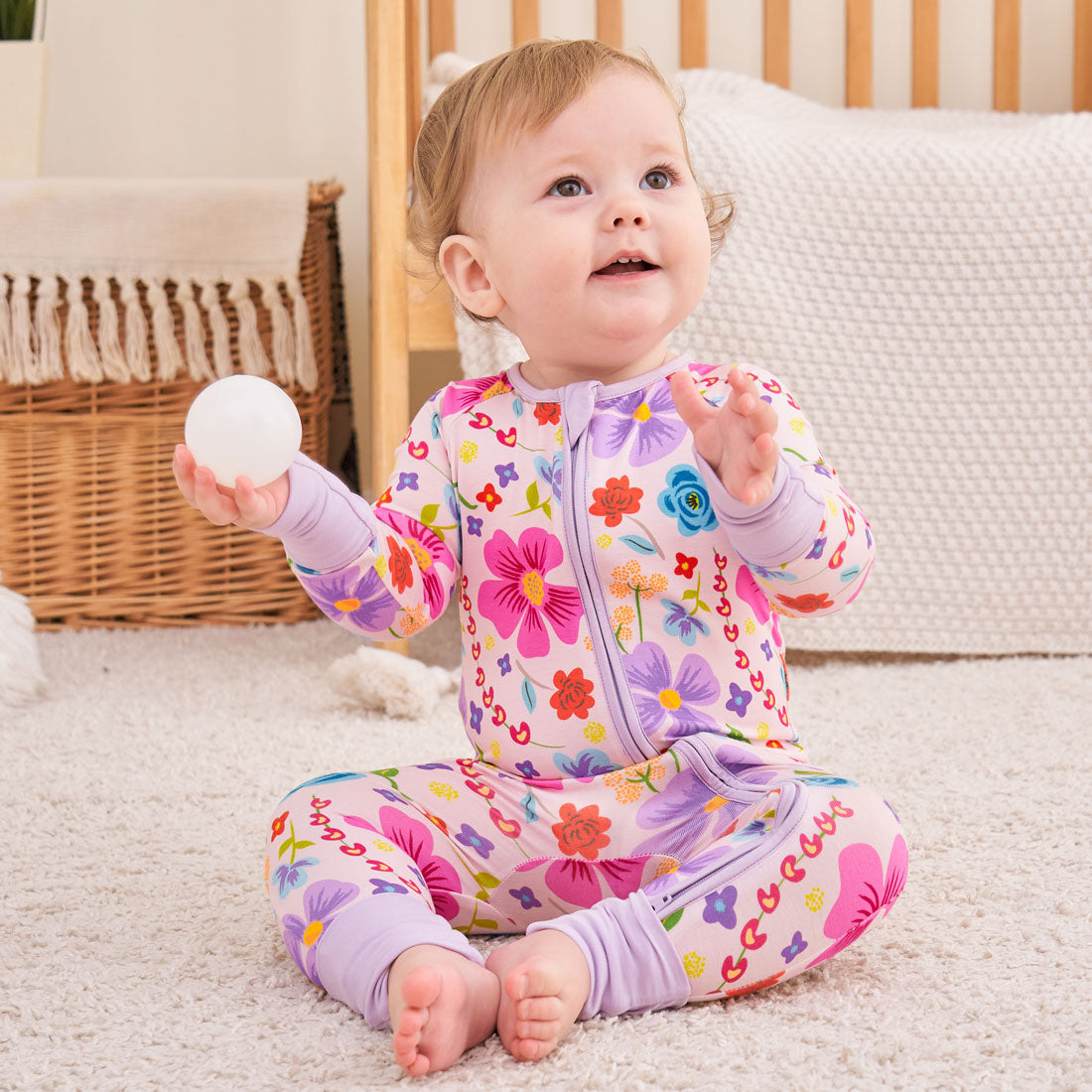Zip Romper Pajamas Vivid Flower