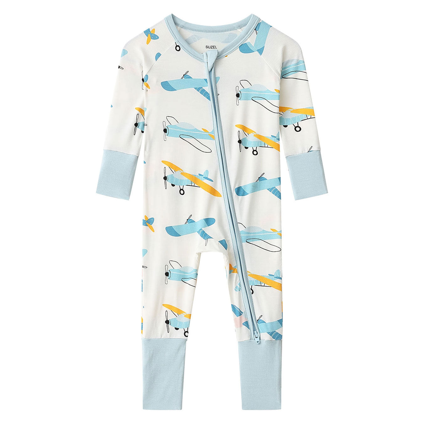 2-Pack Zip Rompers Planes & Blue