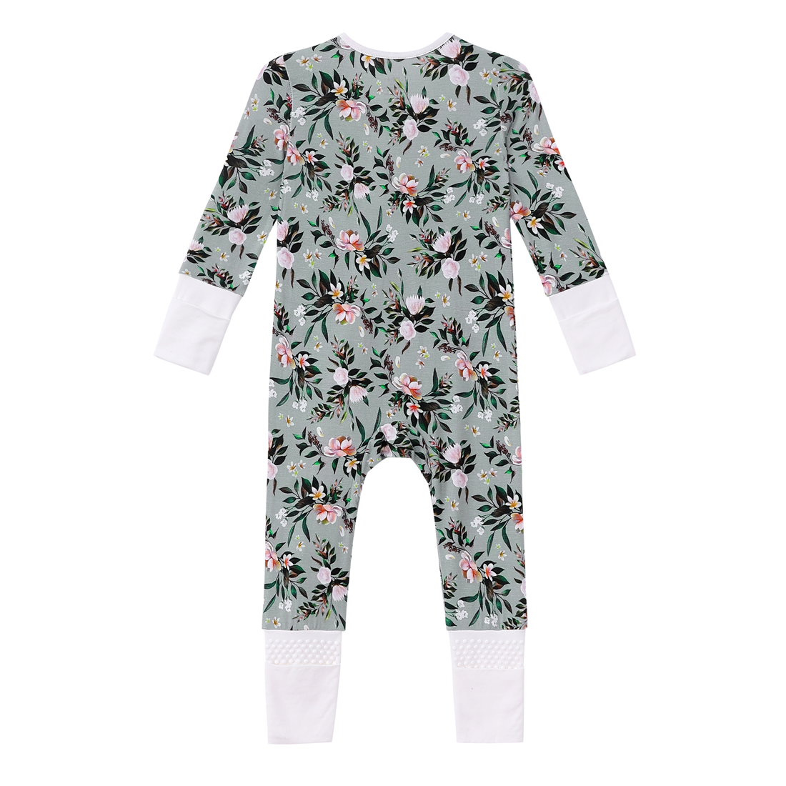 Zip Romper Pajamas Flower Green
