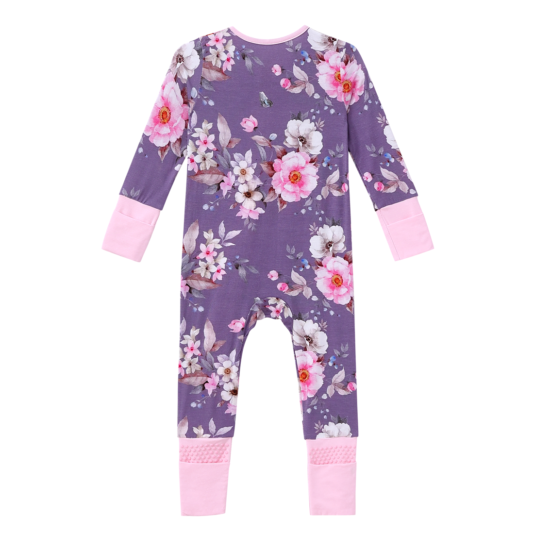 Zip Romper Pajamas Flower Purple