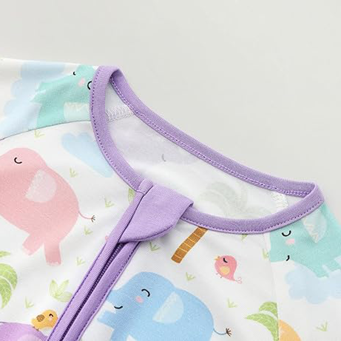 Zip Romper Pajamas Purple Elephant