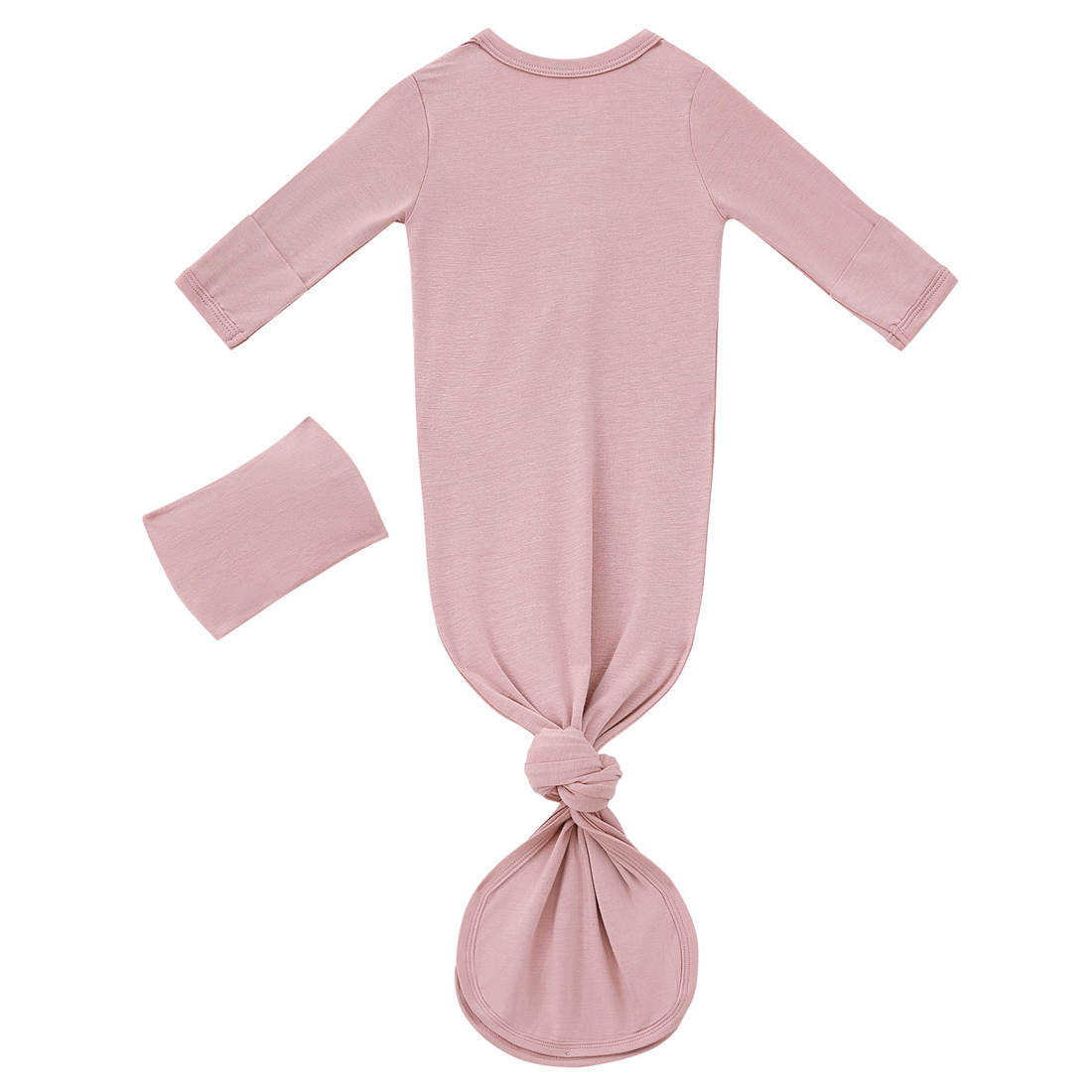 Bamboo Newborn Baby Knotted Gown and Headband Set Sleep Gown Mauve