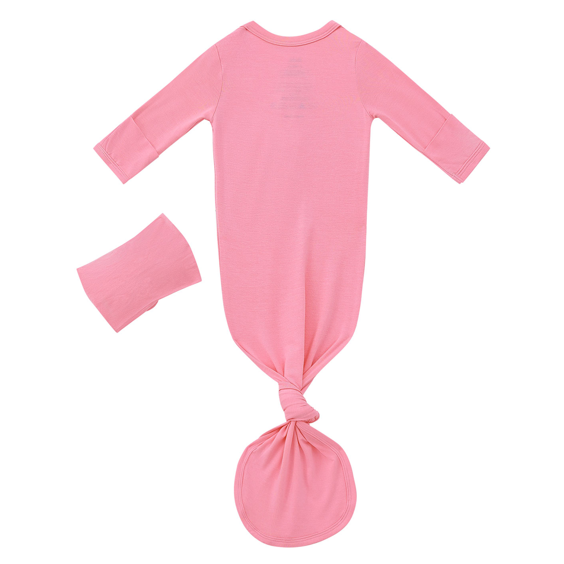 Bamboo Newborn Baby Knotted Gown and Headband Set Hot Pink