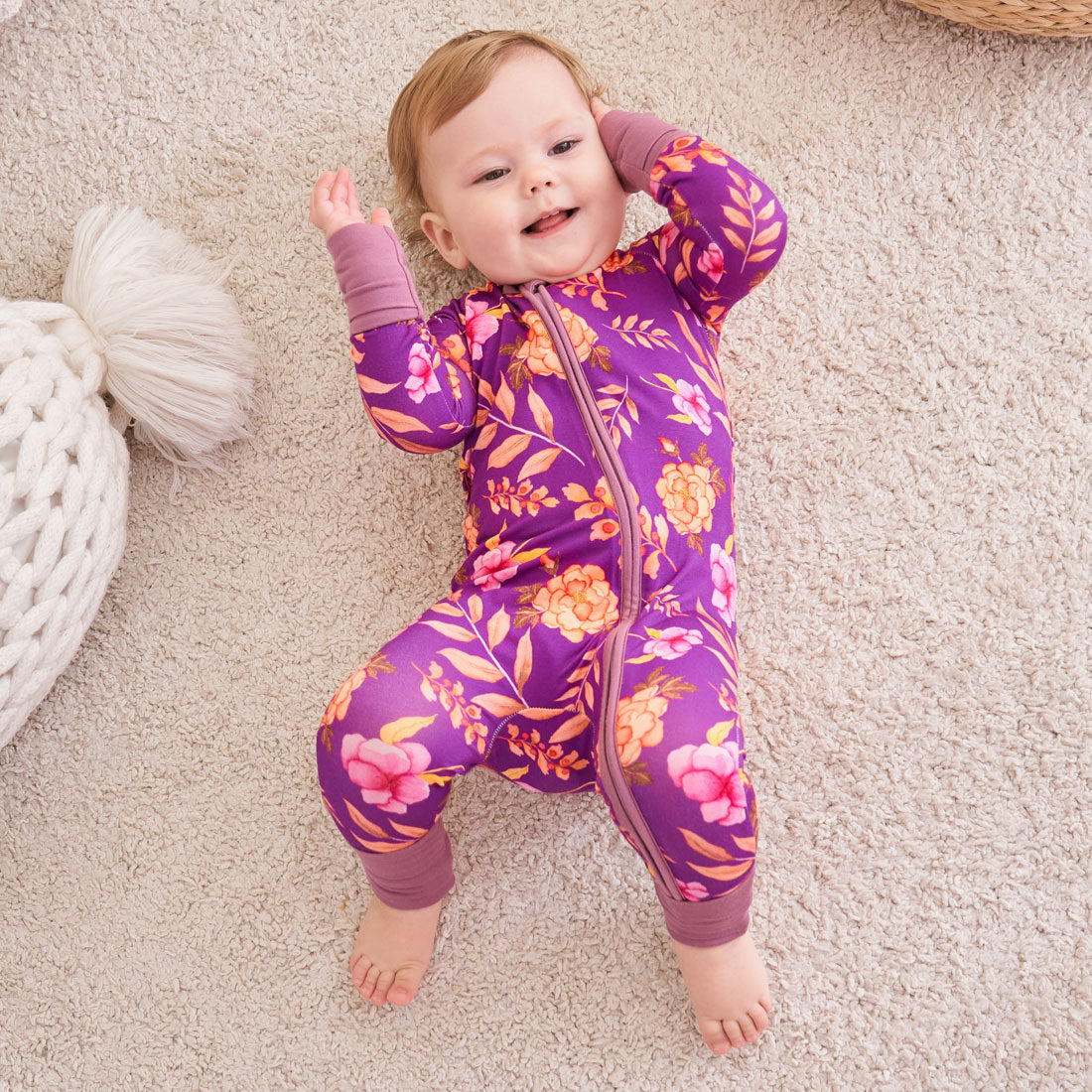 Zip Romper Pajamas Vintage Flower