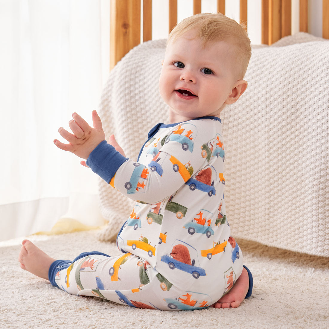 Zip Romper Pajamas Racing Cars