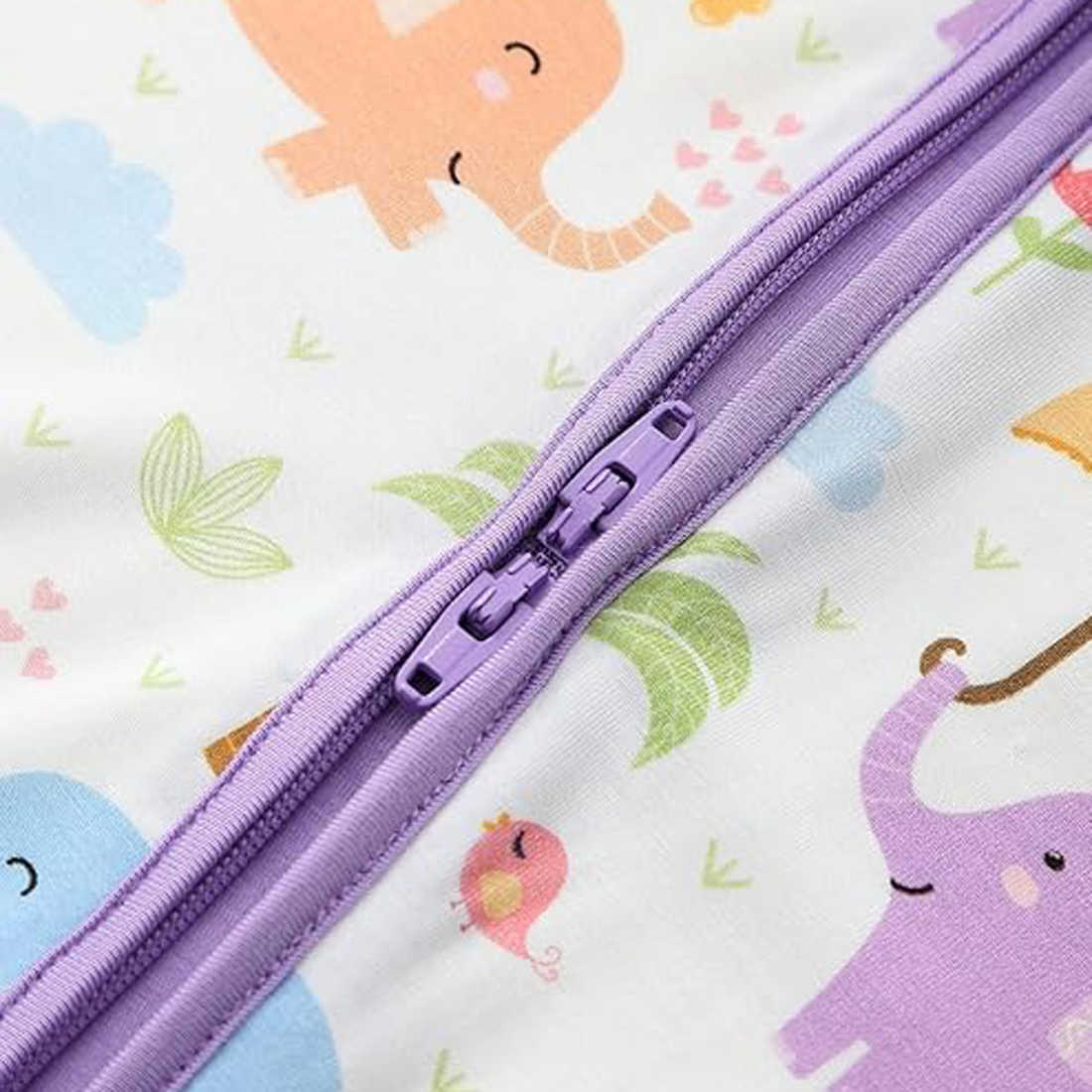 Zip Romper Pajamas Purple Elephant