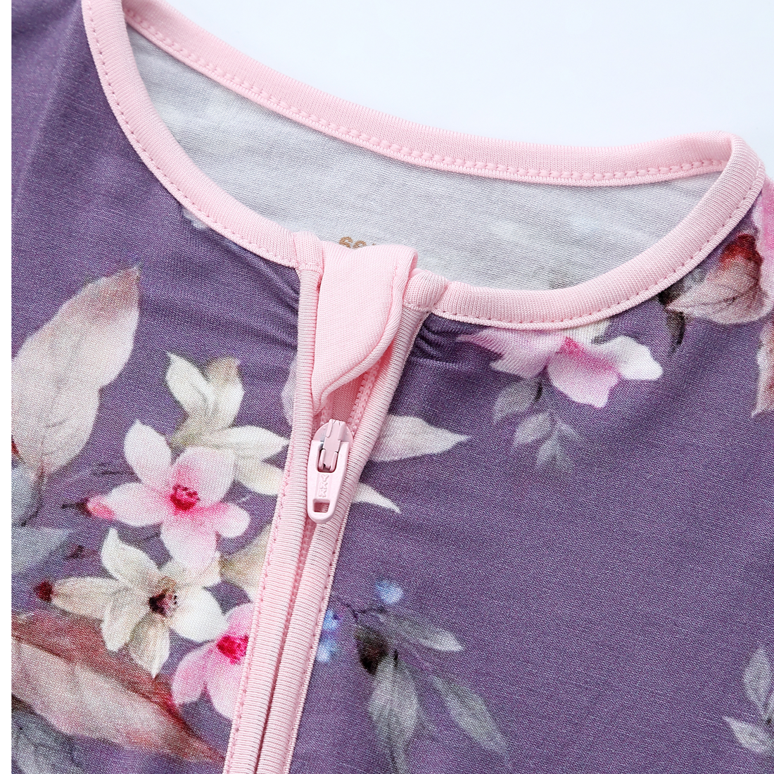 Zip Romper Pajamas Flower Purple