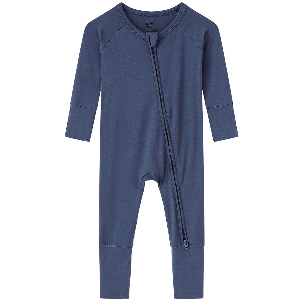 2-Pack Zip Rompers Excavator & Navy