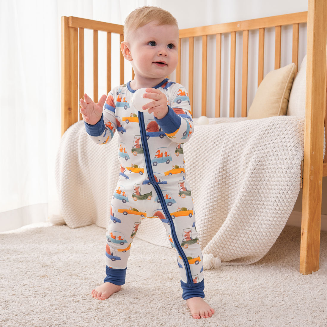 Zip Romper Pajamas Racing Cars