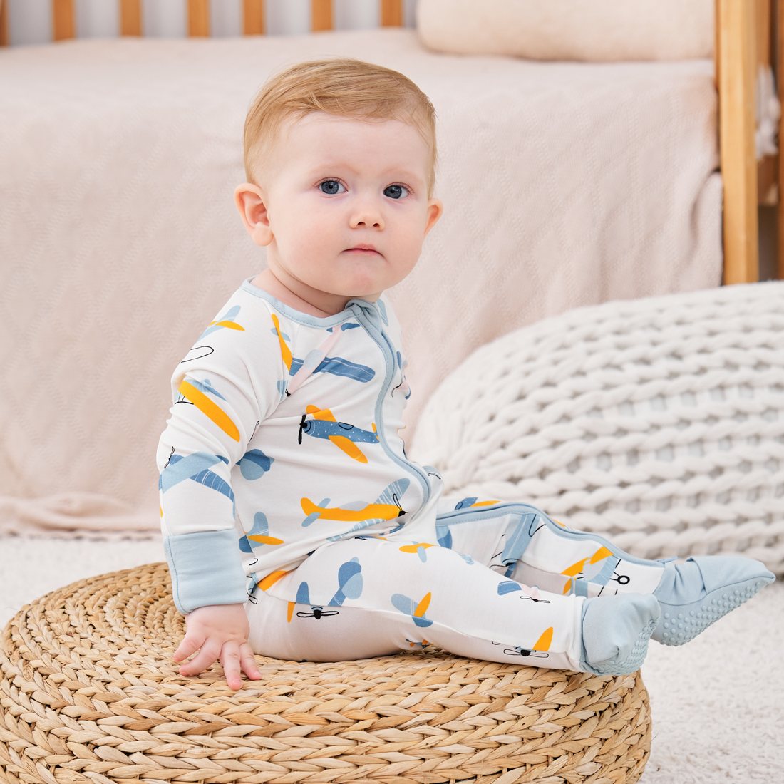 Zip Romper Pajamas Plane