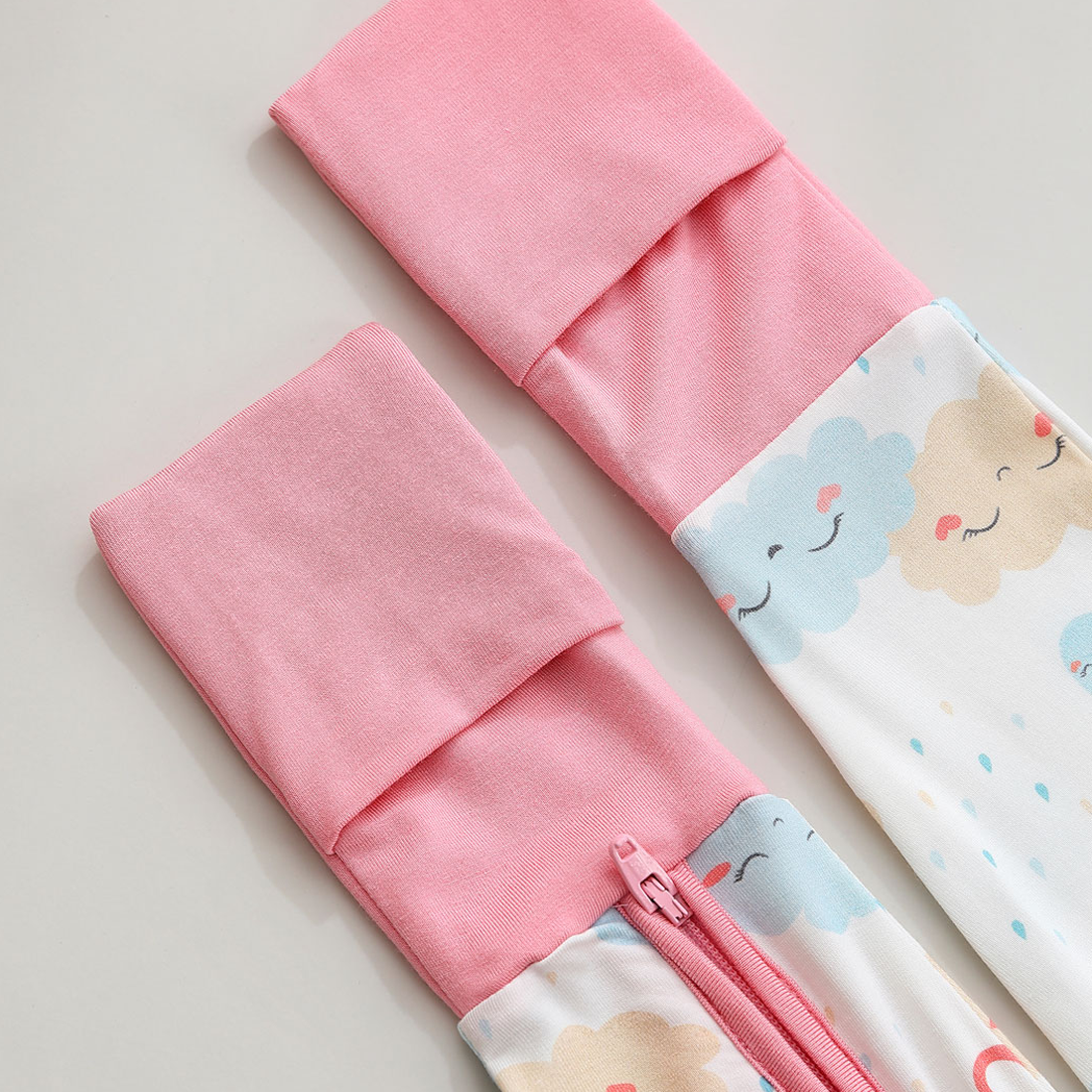 Zip Romper Pajamas Pink Rainbow