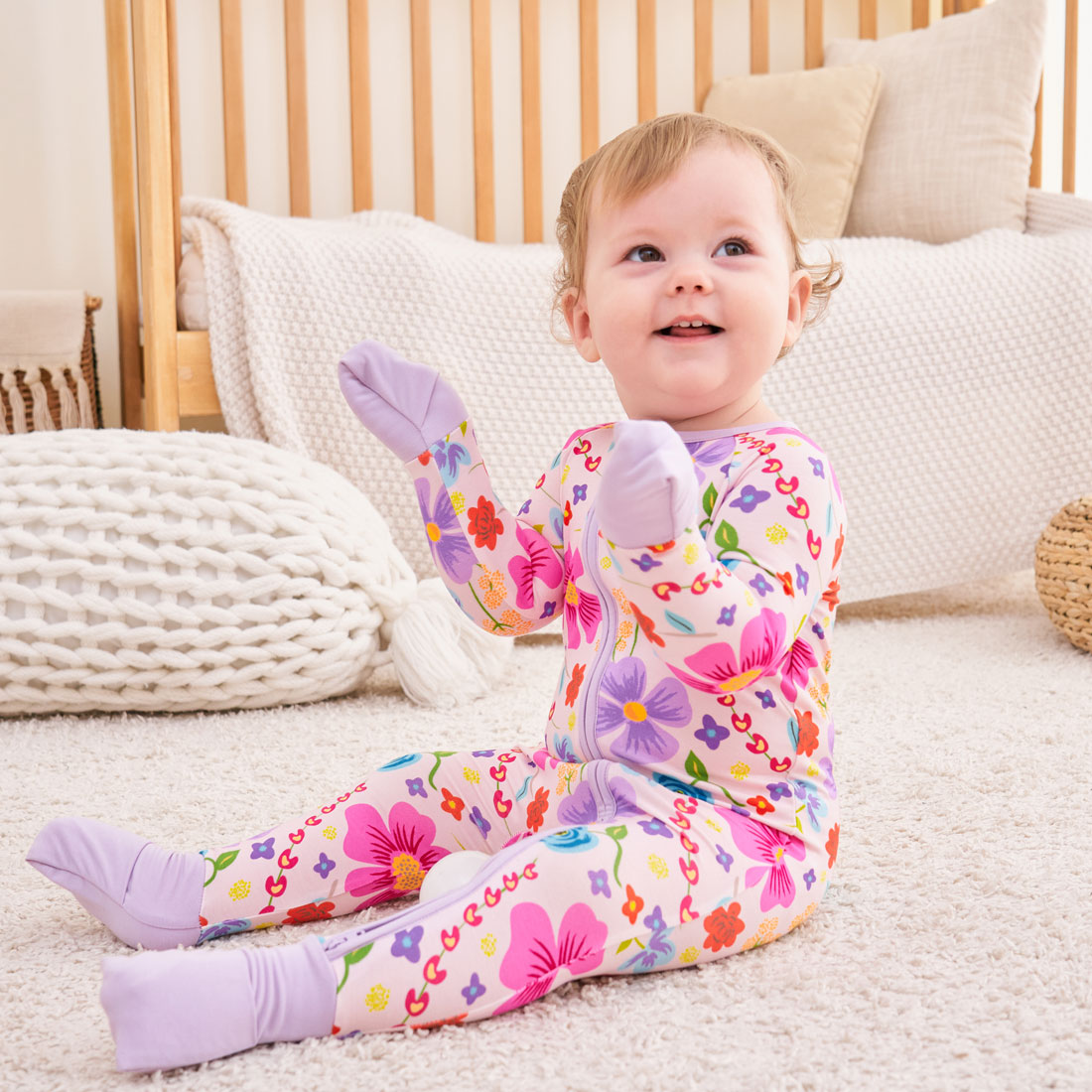 Zip Romper Pajamas Vivid Flower