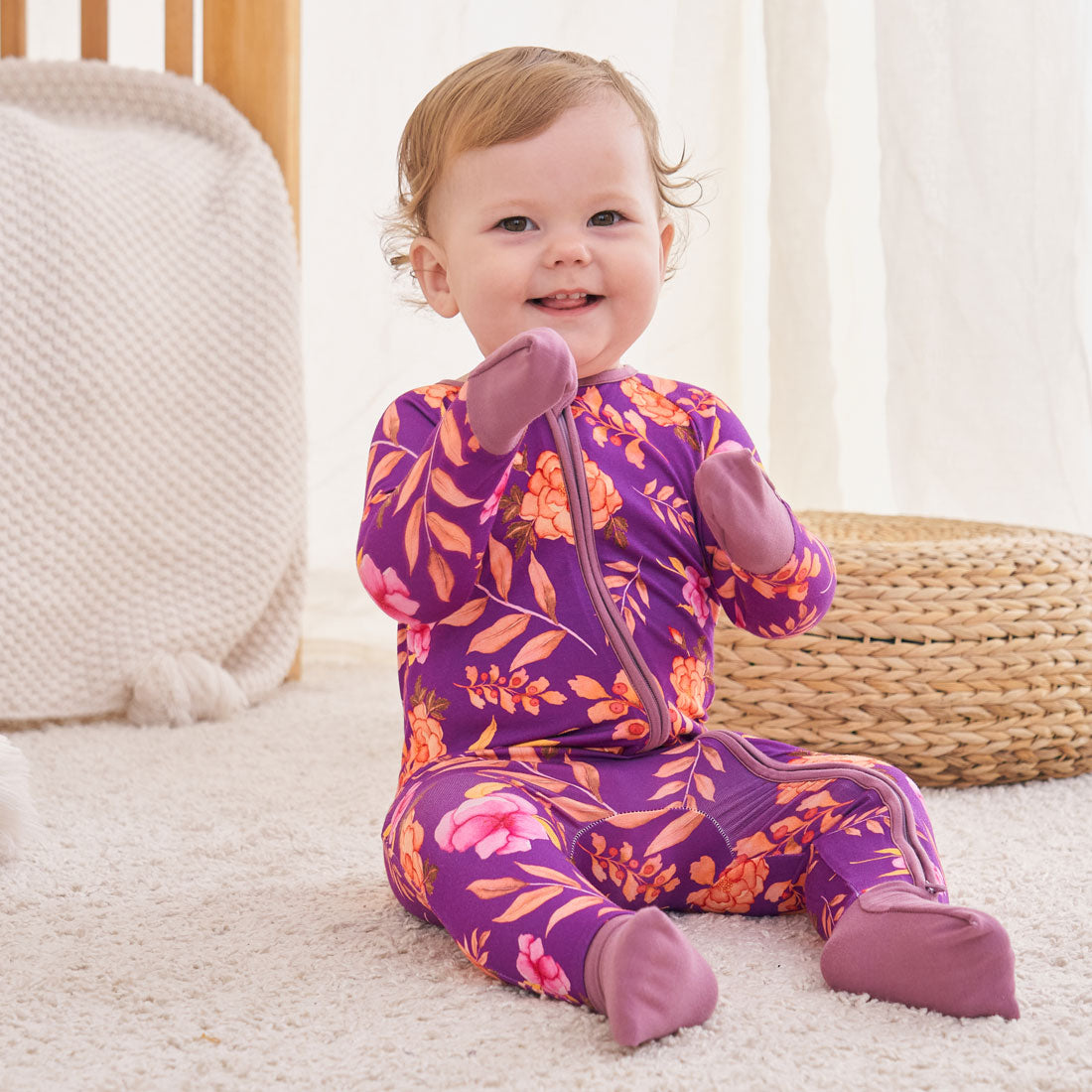 Zip Romper Pajamas Vintage Flower