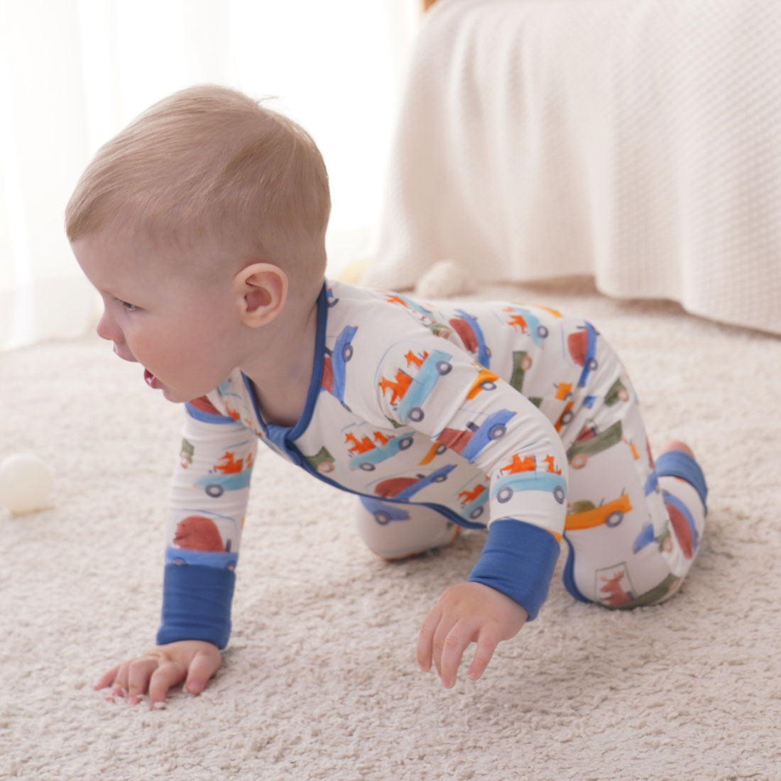 Zip Romper Pajamas Racing Cars