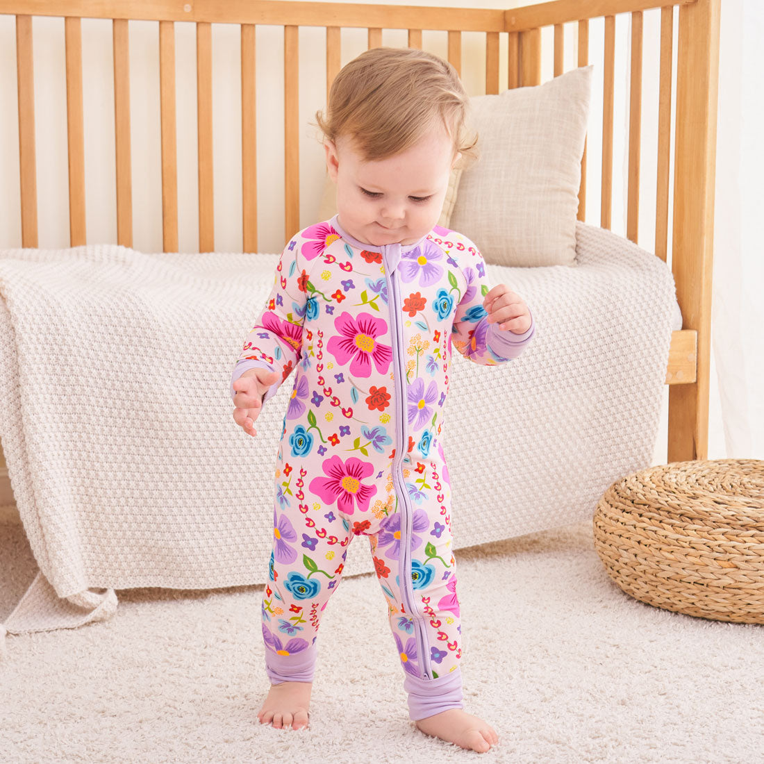 Zip Romper Pajamas Vivid Flower