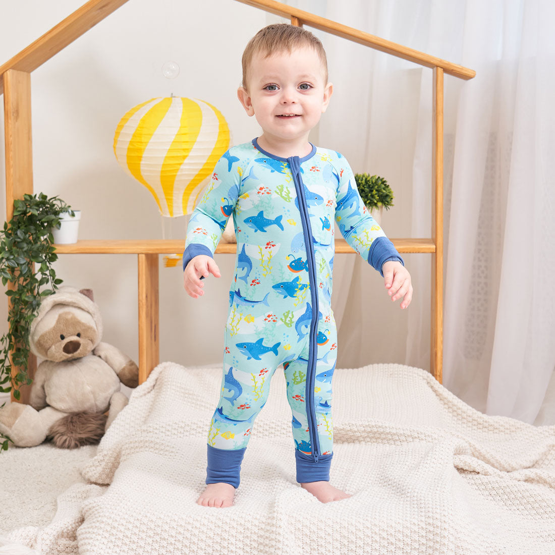Zip Romper Pajamas Sharks