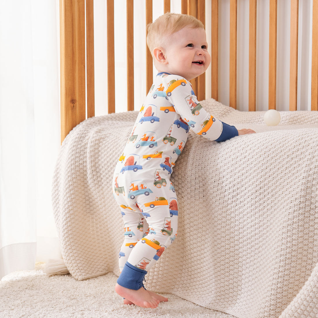 Zip Romper Pajamas Racing Cars