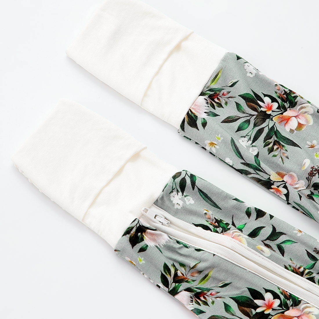 Zip Romper Pajamas Flower Green