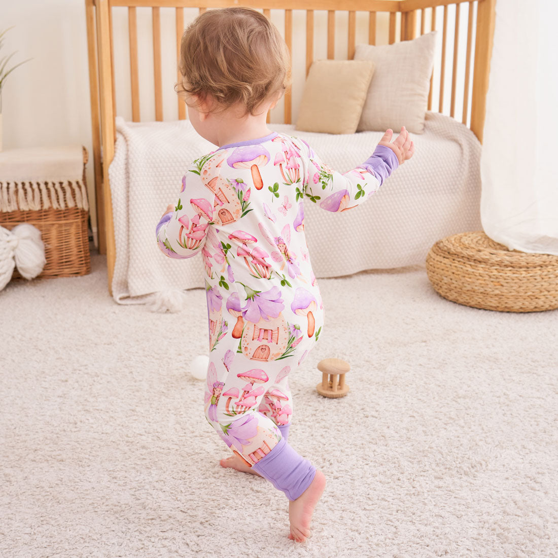 Zip Romper Pajamas Purple Mushroom