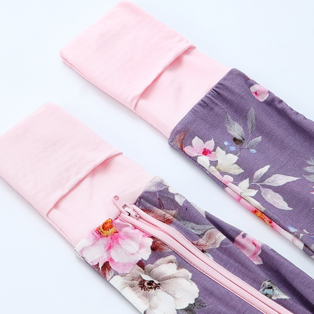 Zip Romper Pajamas Flower Purple