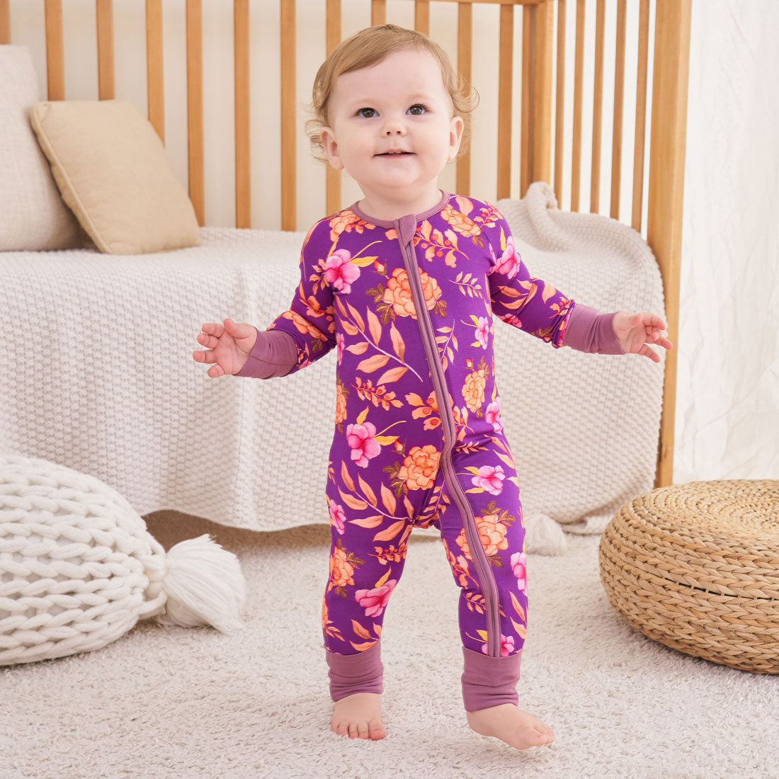 Zip Romper Pajamas Vintage Flower