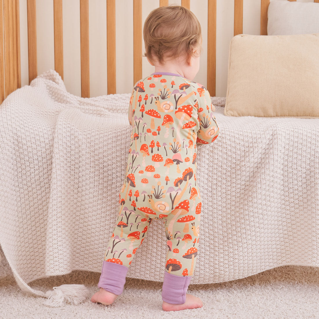 Zip Romper Pajamas Mushroom