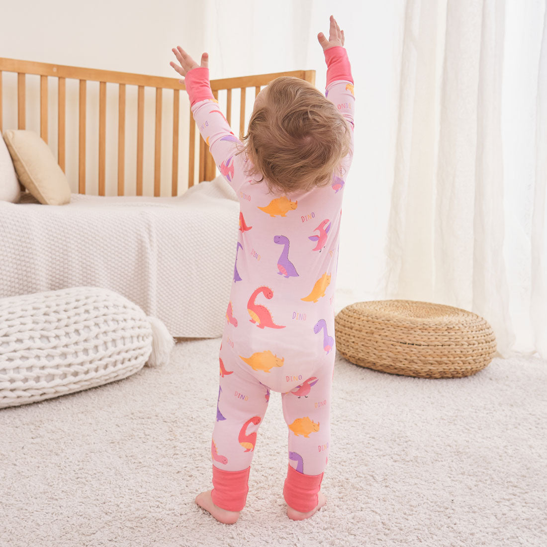 Zip Romper Pajamas Pink Dino