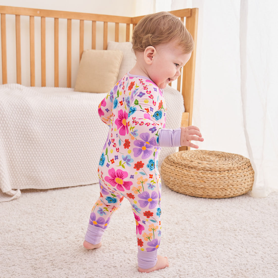 Zip Romper Pajamas Vivid Flower