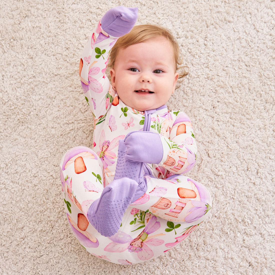 Zip Romper Pajamas Purple Mushroom