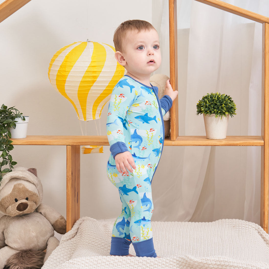 Zip Romper Pajamas Sharks