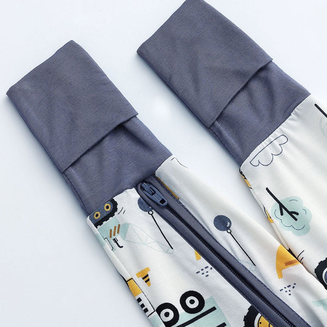 2-Pack Zip Rompers Excavator & Navy
