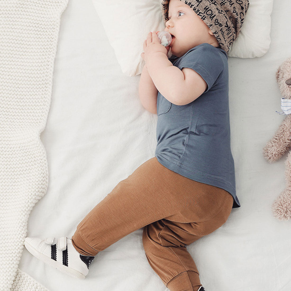 Baby Boys Girls Harem Pant Black+Navy+Heather Grey