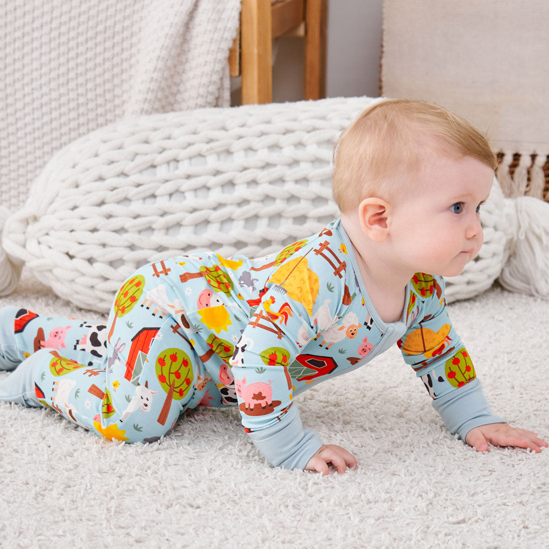 Zip Romper Pajamas Blue Farm