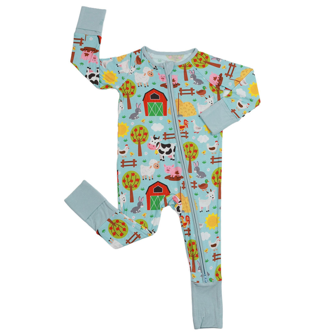 Zip Romper Pajamas Blue Farm